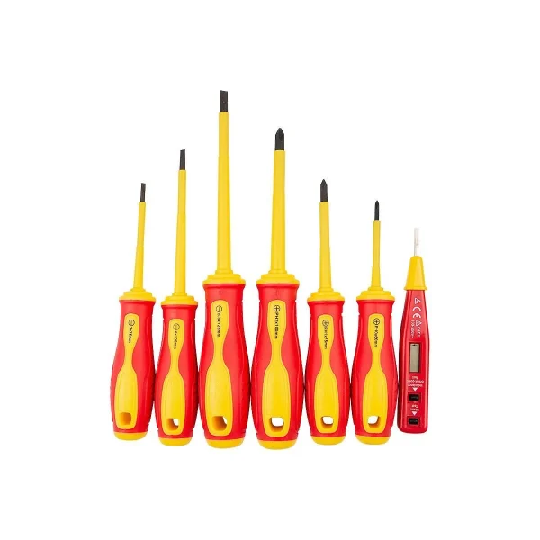 Set surubelnite izolate, late si cruce, cu creion de faza, sertar TIP A (385x150 mm) pentru dulap mobil, PH0-2, 3-5.5 mm, 60-125 mm, 7 elemente, RICHMANN EXCLUS