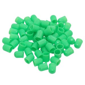 Set 100 buc. capace valva/ventil, material plastic, culoare Verde, pentru Autoturisme, Camioane, Biciclete, Moto, ATV, Quad