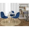 Scaun bucatarie/living, catifea si PU, albastru marin, 43x54x81 cm, Colin