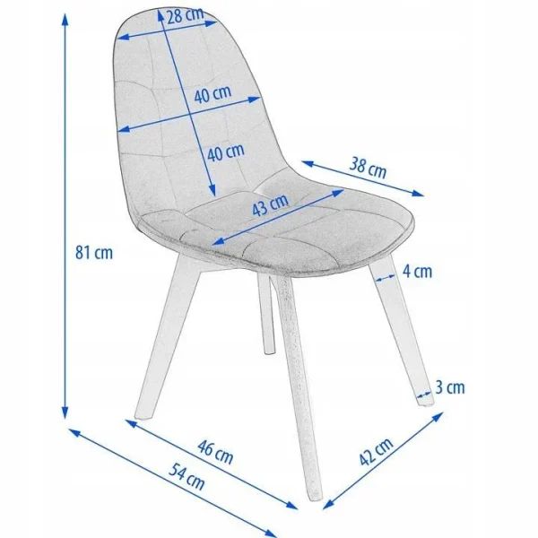 Scaun bucatarie/living, catifea si PU, albastru marin, 43x54x81 cm, Colin