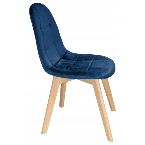 Scaun bucatarie/living, catifea si PU, albastru marin, 43x54x81 cm, Colin