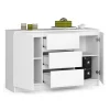 Comoda, placa laminata, 3 sertare, 4 rafturi, alb, 120x40x77 cm