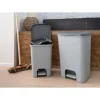 Cos de gunoi cu pedala, plastic, gri, 20 L, 30.3x29.4x42.8 cm, Curver