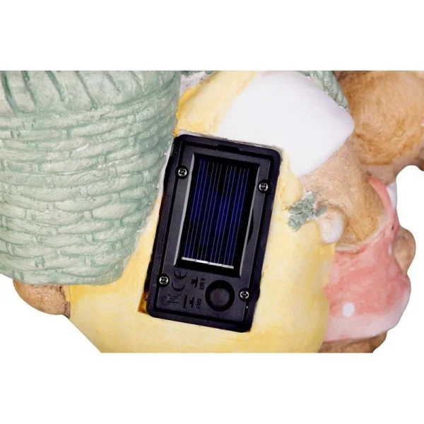Decoratiune gradina, ceramica, solara, iepuras cu pui si cos cu ou, LED, 17.8x25.5x39 cm, MagicHome