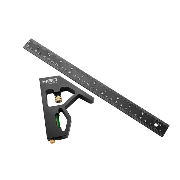 Echer tamplar/dulgher, multifunctional, aluminiu, drept, 30 cm, NEO
