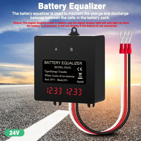 Egalizator alimentare baterii 2 x 12V pentru sisteme fotovoltaice 24V, cu display LCD