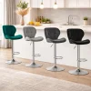 Scaun de bucatarie/bar, Artool, West, rotativ, catifea neagra, picior metal argintiu, 46x48.5x90-111 cm