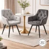 Scaun stil fotoliu bucatarie/living, Artool, York, rotativ, catifea gri inchis, picioare metal negru, 56x61x84 cm