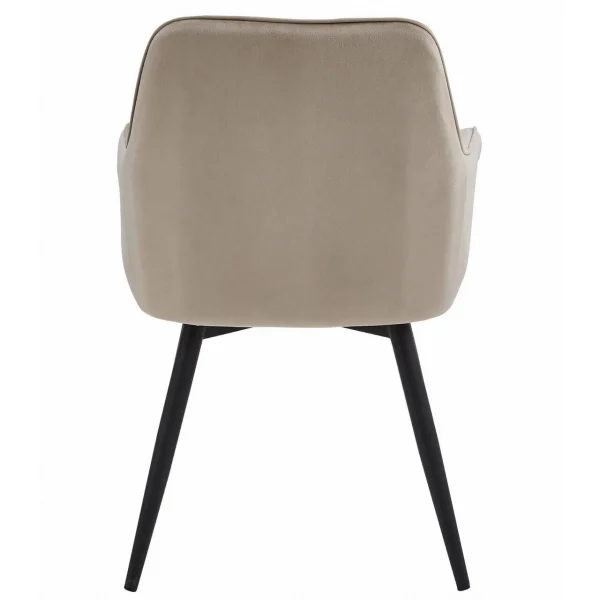 Scaun stil fotoliu bucatarie/living, Artool, Nana, rotativ, catifea bej inchis, picioare metal negru, 56x61x83.5 cm