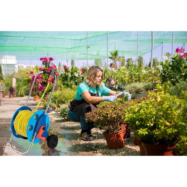 Furtun cu carucior pentru gradina, pistol de stropit, 1/2", 30 m