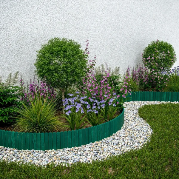 Gard de gradina decorativ din lemn, verde, 200x30 cm