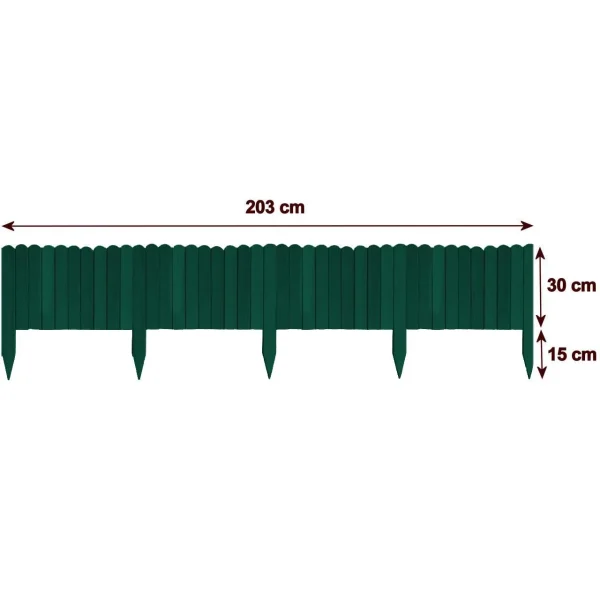 Gard de gradina decorativ din lemn, verde, 200x30 cm