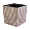 Set 2 ghivece de flori, Rato Low, imitatie ratan, patrate, 32x32x32.5 cm, cafeniu, Prosperplast