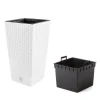 Set 2 ghivece de flori, Rato, imitatie ratan, inalte, 22.5x22.5x42 cm, alb, Prosperplast