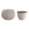 Ghiveci decorativ de flori, Prosperplast, Splofy, rotund, cafeniu, 23.9x16.1 cm