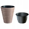 Ghiveci decorativ de flori, rotund, cafeniu, 11/21 L, 34.5x38.5 cm, Sand