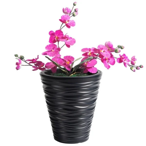 Ghiveci decorativ de flori, rotund, antracit, 11/21 L, 34.5x38.5 cm, Sand