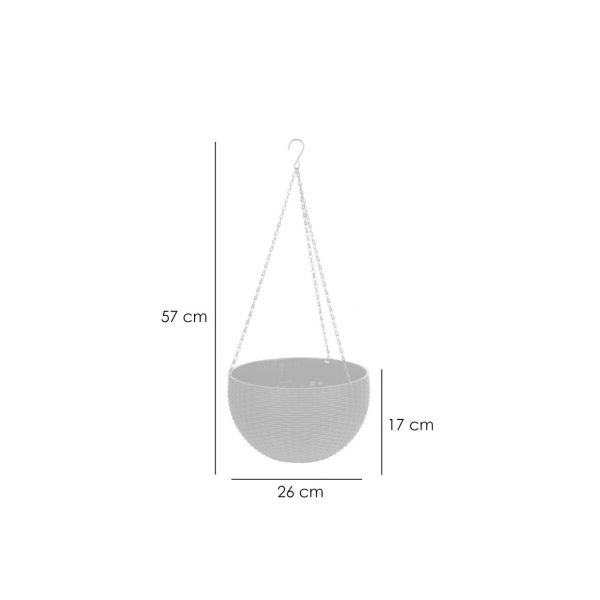 Set 4 ghivece de flori suspendat 26x16 cm, gri inchis