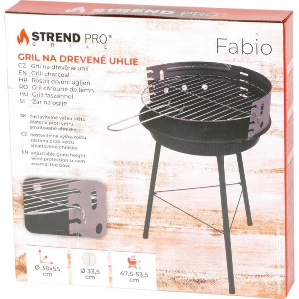 Gratar gradina cu carbuni, grill rotund, 33.5 cm, 38x38x55 cm, Fabio