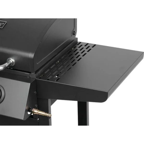 Gratar gradina, grill dreptunghiular, cu gaz, 2 arzatoare, cu roti, capac, rafturi, 96x50x100 cm, BBQ Andora
