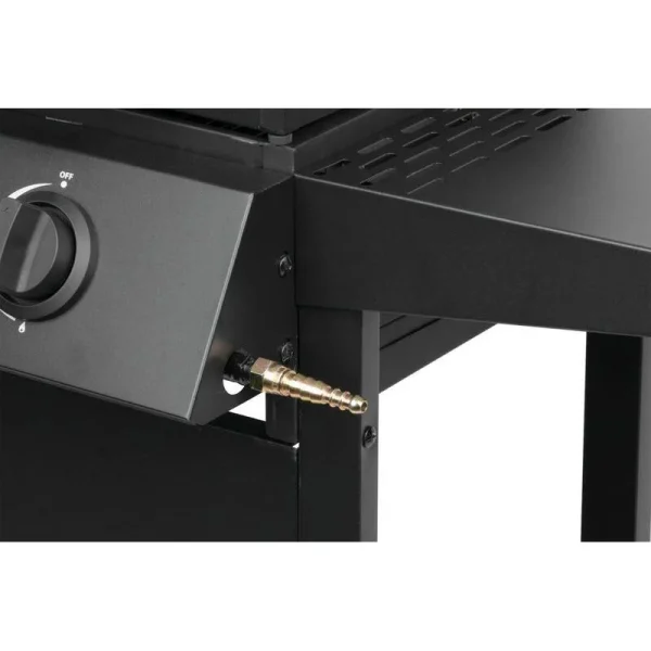 Gratar gradina, grill dreptunghiular, cu gaz, 2 arzatoare, cu roti, capac, rafturi, 96x50x100 cm, BBQ Andora