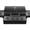 Gratar gradina, grill dreptunghiular, cu gaz, 4 arzatoare, cu roti, capac, rafturi, 116x50x100 cm, BBQ Malaga