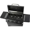 Gratar gradina, grill dreptunghiular, cu gaz, 4 arzatoare, cu roti, capac, rafturi, 116x50x100 cm, BBQ Malaga