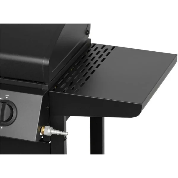 Gratar gradina, grill dreptunghiular, cu gaz, 4 arzatoare, cu roti, capac, rafturi, 116x50x100 cm, BBQ Malaga