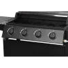 Gratar gradina, grill dreptunghiular, cu gaz, 4 arzatoare, cu roti, capac, rafturi, 116x50x100 cm, BBQ Malaga