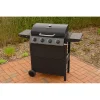 Gratar gradina, grill dreptunghiular, cu gaz, 4 arzatoare, cu roti, capac, rafturi, 116x50x100 cm, BBQ Malaga