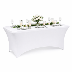 Husa pentru masa dreptunghiulara, culoare alba, elastica, dimensiune 120 x 60 x 74cm