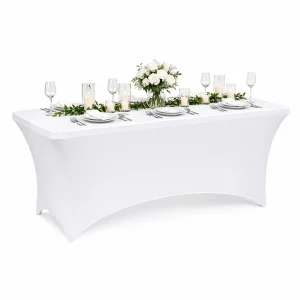 Husa pentru masa dreptunghiulara, culoare alba, elastica, dimensiune 120 x 60 x 74cm