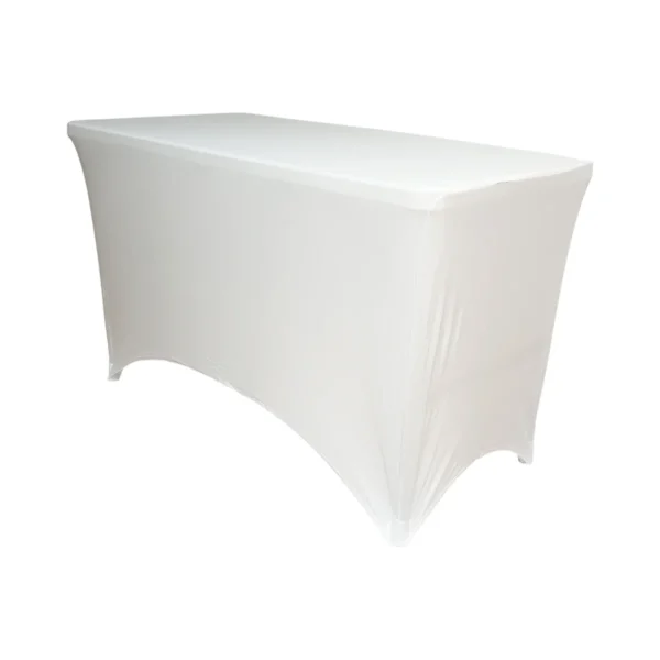 Husa pentru masa dreptunghiulara, culoare alba, elastica, dimensiune 180 x 70 x 74cm