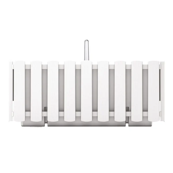 Set 2 jardiniere decorative, suport metalic, sistem de irigare, Boardee Fencycase W, alb, 38x18x16.2 cm