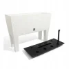 Jardiniera decorativa, cu picioare, sistem irigare, imitatie ratan, alb, 30 L, 60x25x46 cm, Rato Case High