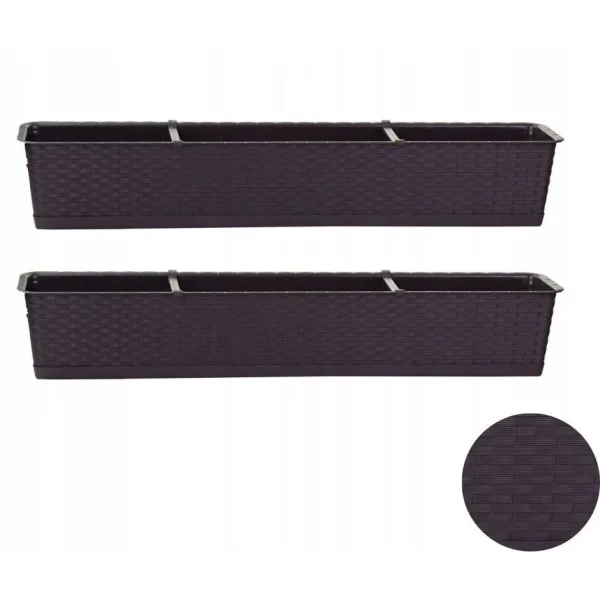 Set 2 jardiniere decorative, Ratolla Case P, maro, 68.5x17.3x15 cm