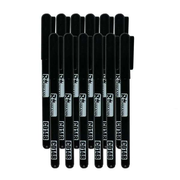 Marker permanent, 1 mm, negru, subtire, cu varf lung, Richmann