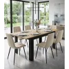 Masa pentru sufragerie/living, Artool, cu blat extensibil, pal, negru si stejar artizanal, 120-160x80x75 cm