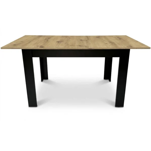 Masa pentru sufragerie/living, Artool, cu blat extensibil, pal, negru si stejar artizanal, 120-160x80x75 cm