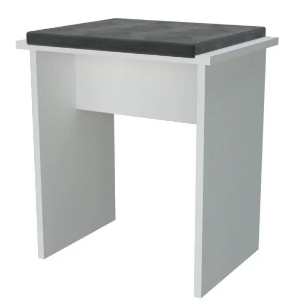 Masa de toaleta/machiaj, Antonia + taburet, alb, cu oglinda si LED-uri, 155x42x135 cm