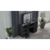 Masa de toaleta/machiaj, negru, cu oglinda si LED-uri, Vanessa130x43x143 cm