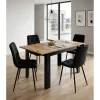 Masa pentru sufragerie/living, Artool, cu blat extensibil, pal, negru si craft, 120-160x80x75 cm