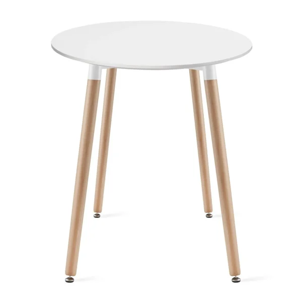 Masa stil scandinav, Artool, Kami, rotunda, MDF si lemn, alb, 60x74 cm