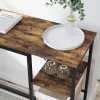 Masa pentru bucatarie/living/bar, Artool, inalta, pal, otel, cu suport pahare si sticle, 3 rafturi, maro rustic, 110x40x90 cm