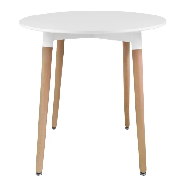 Masa stil scandinav, Artool, Kami, rotunda, MDF si lemn, alb, 80x74 cm