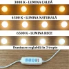 Masa de toaleta/machiaj, Vanessa, alba + scaun Mark, bej, cu oglinda si LED-uri, 130x43x143 cm