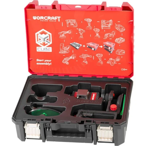 Nivela laser, verde, 360°, 3x3D, 20V Li-ion (acumulator neinclus), cu suport magnetic, geanta, ochelari, placa tinta, 50 m, Worcraft