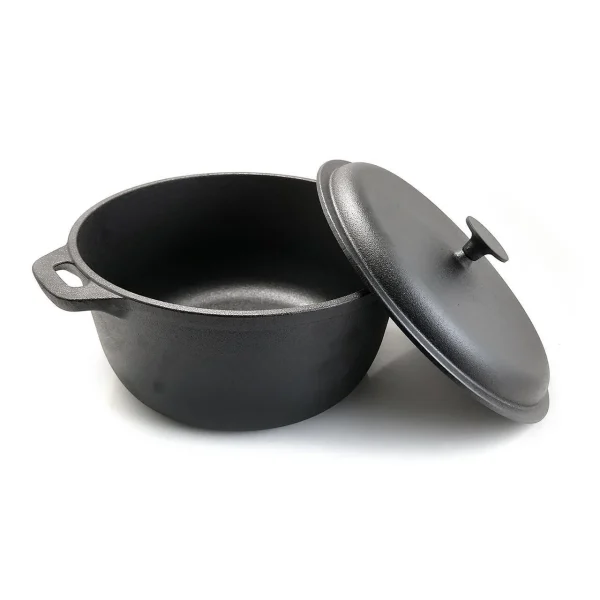 Oala de fonta cu capac, lingura de lemn, 7 L, Perfect Home