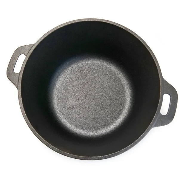 Oala de fonta cu capac, lingura de lemn, 7 L, Perfect Home