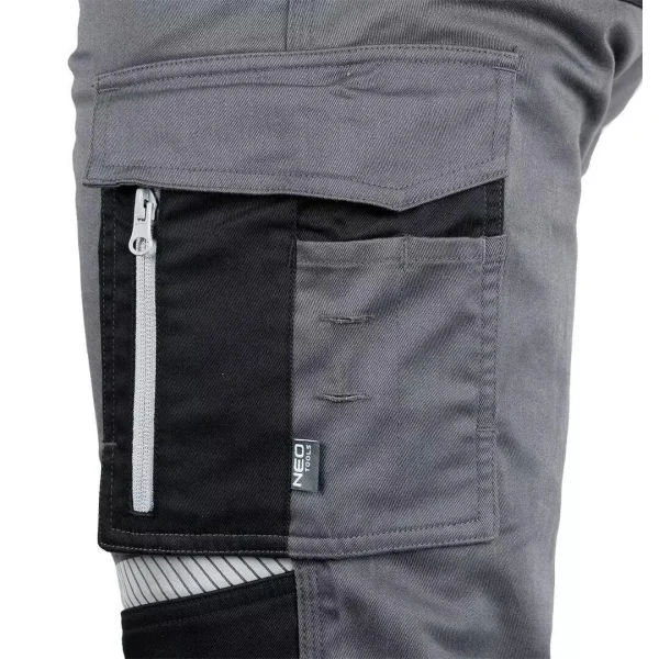 Pantaloni de lucru, bumbac, poliester, intariri genunchi, model Mix&Match, gri, marimea L/52, NEO